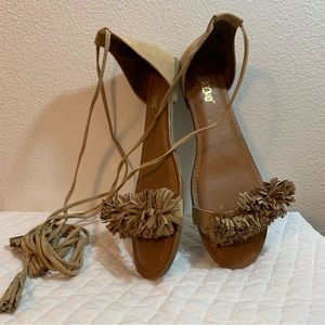 Brash flat fringe wrap sandal 11